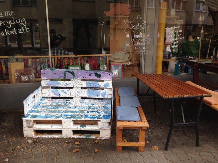 Wooden chair with art on it
