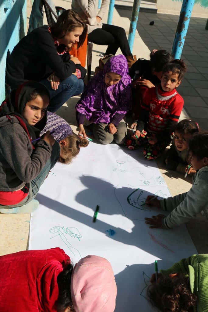 Refugee kids drawings what makes them happy at the jarash gaza refugee camp