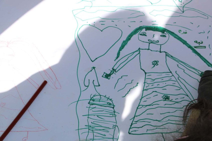 Refugee kids drawings what makes them happy at the jarash gaza refugee camp