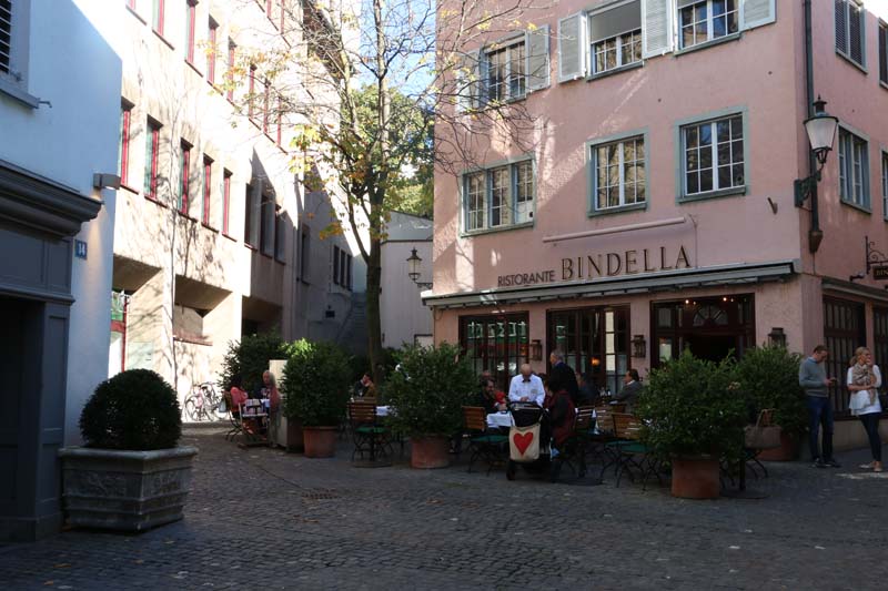 A photograph of pink old building in Zurich Altstadt old town first district