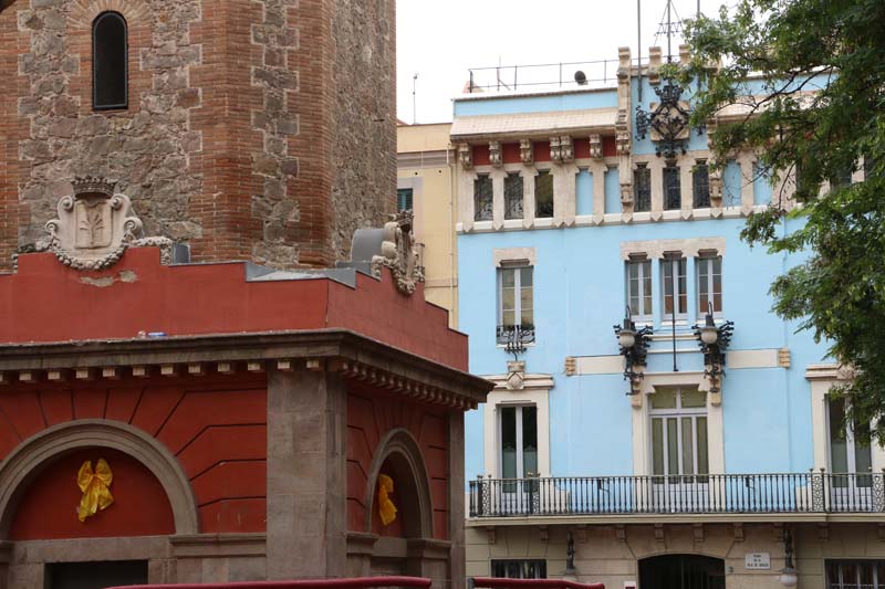 Blue house and old architecture