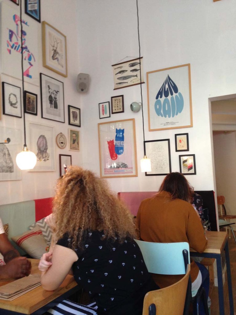 a beautiful interior of an urben cafe