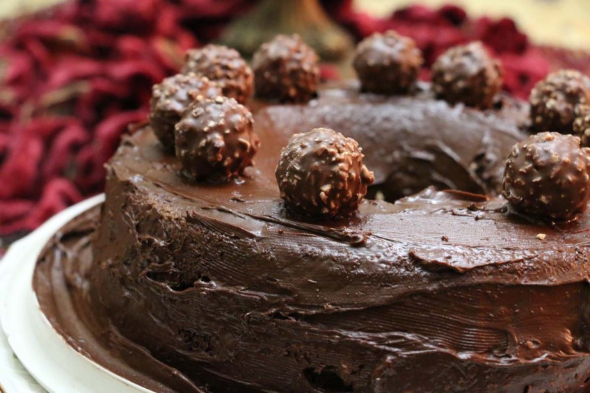Filling of the Ferrero Rocher Chocolate cake