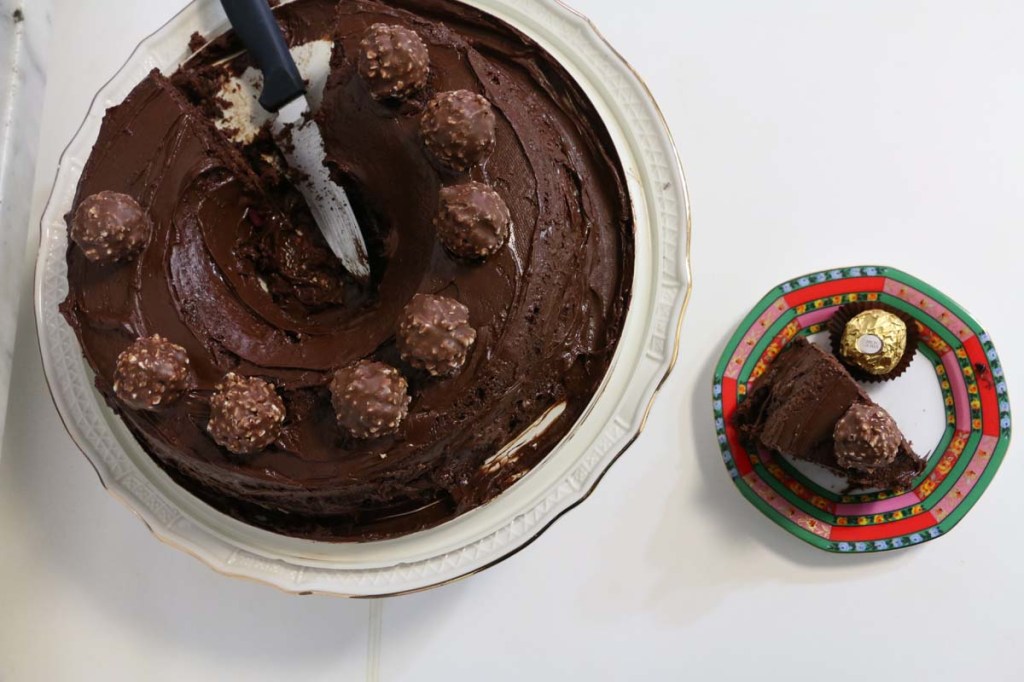 Filling of the Ferrero Rocher Chocolate cake