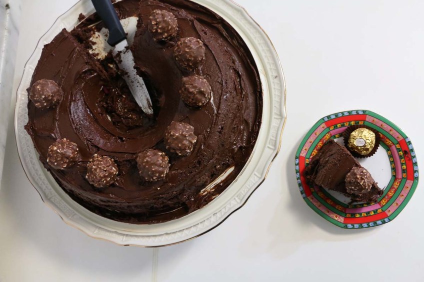 Filling of the Ferrero Rocher Chocolate cake