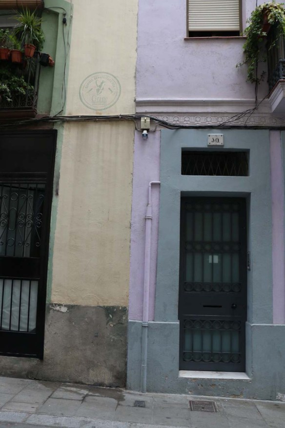 Blue and purple door in Barcelona
