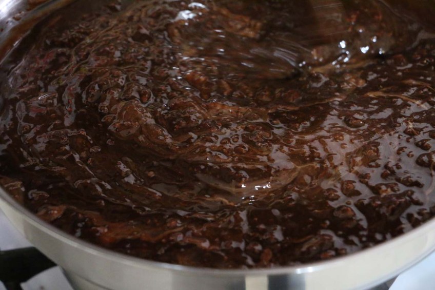 Double boiler Ferrero Rocher Cake in the making