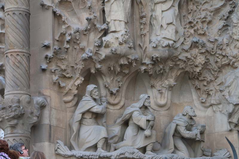 Close up photo of the details of the church La Segrada Familia in Barcelona