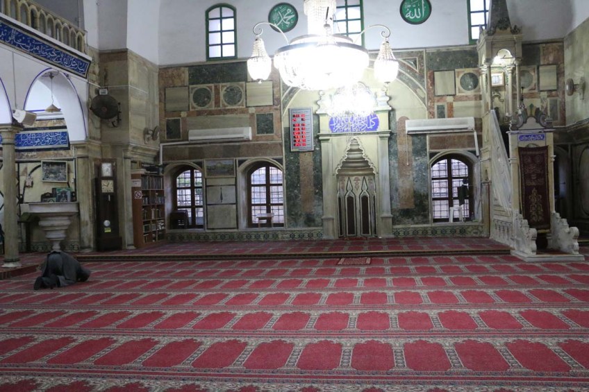 Inside the green Pasha mosque in Akka