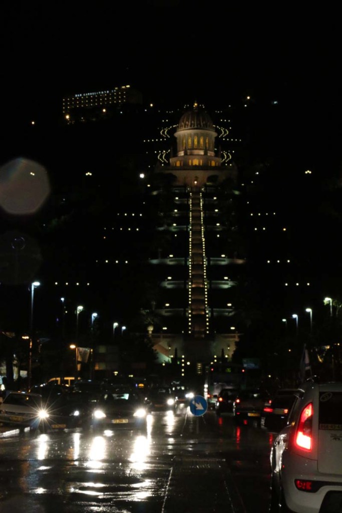 Al Bahi Garden at night Haifa
