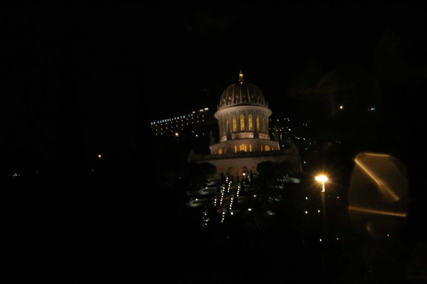 Night Time Bahai Garden Architecture houses and nature of Haifa Palestine Israel