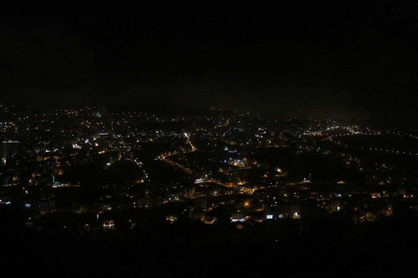 Overlooking night view of Nablus