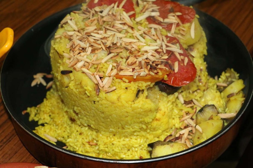 Palestinian Dish made upside down Maqloubeh