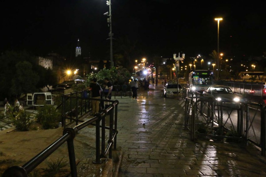 Bab Al Amood Damascus Gate at night Jerusalem