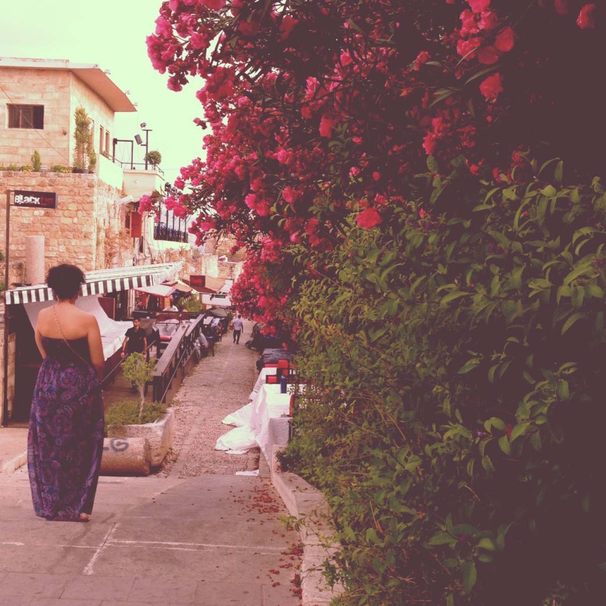 Night life as walking between the old houses and streets of byblos Lebanon