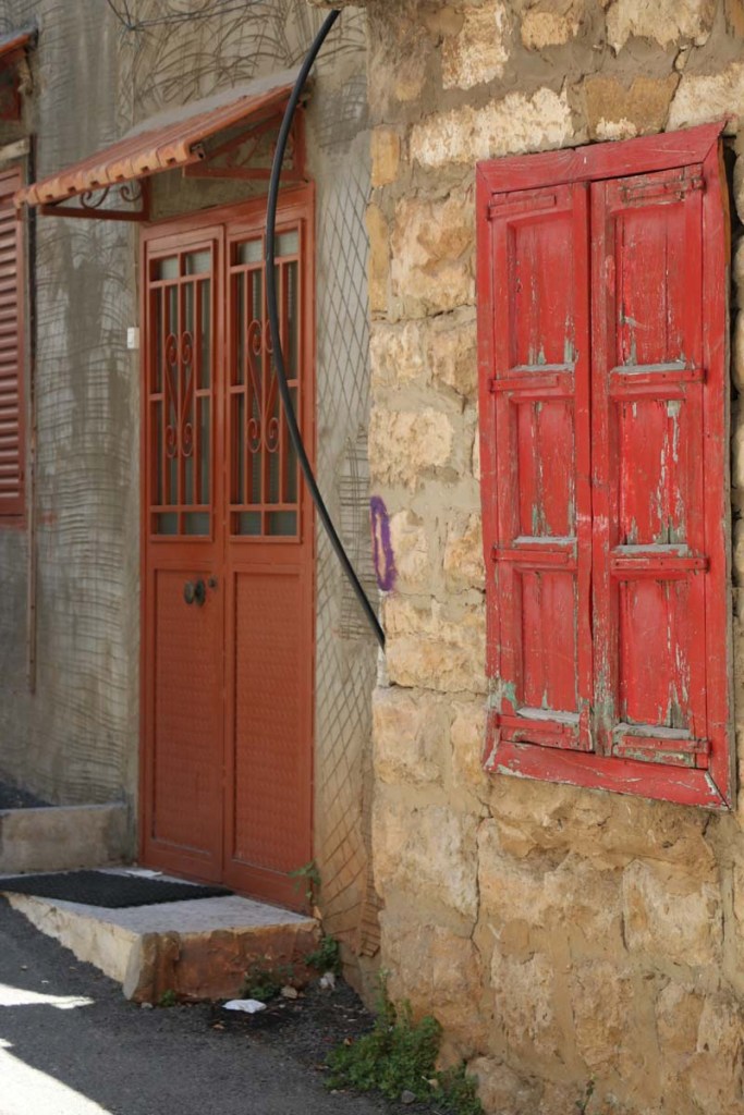 The houses and streets in mountain village ehden lebanon