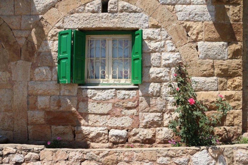 The houses and streets in mountain village ehden lebanon