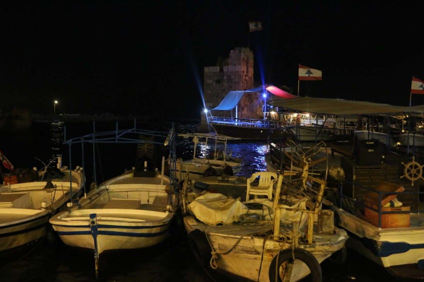 Night life as walking between the old houses and streets of byblos Lebanon