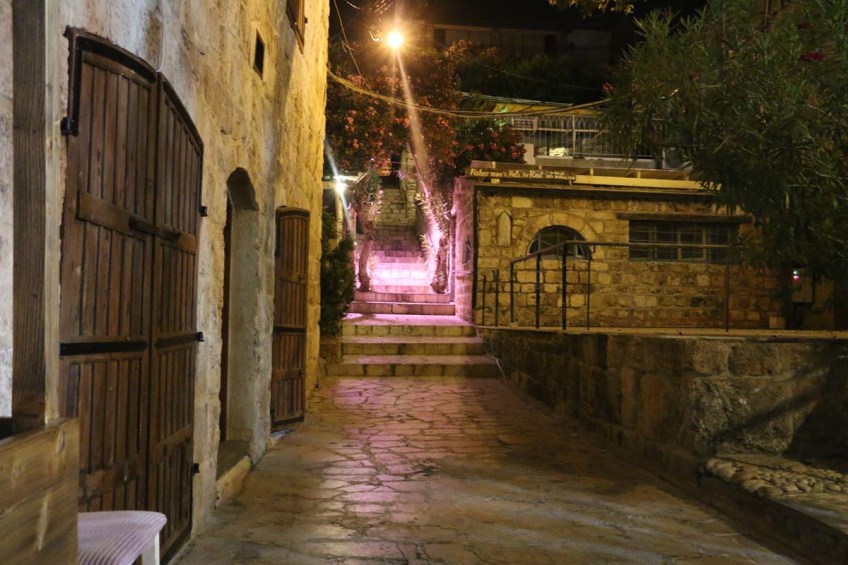 Night life as walking between the old houses and streets of byblos Lebanon