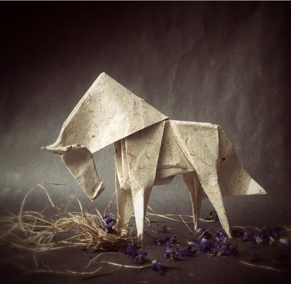 Wenlise_Fold, horse, unicorn, purple, paperart