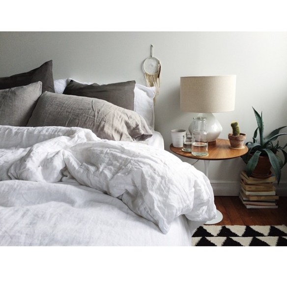 bed, white, checkered, candles, dream catcher