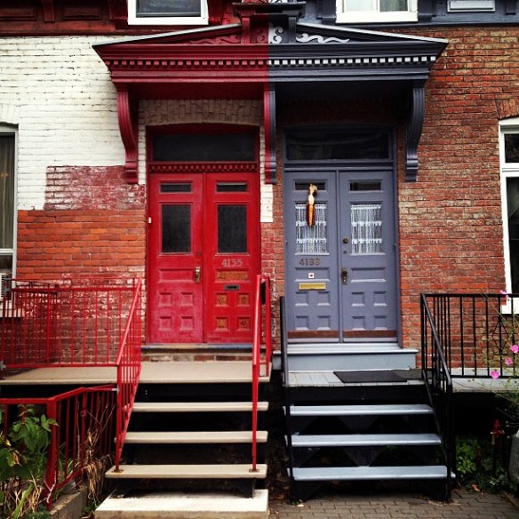 Maybe, red door, blue door, door, doors, architecture, montreal